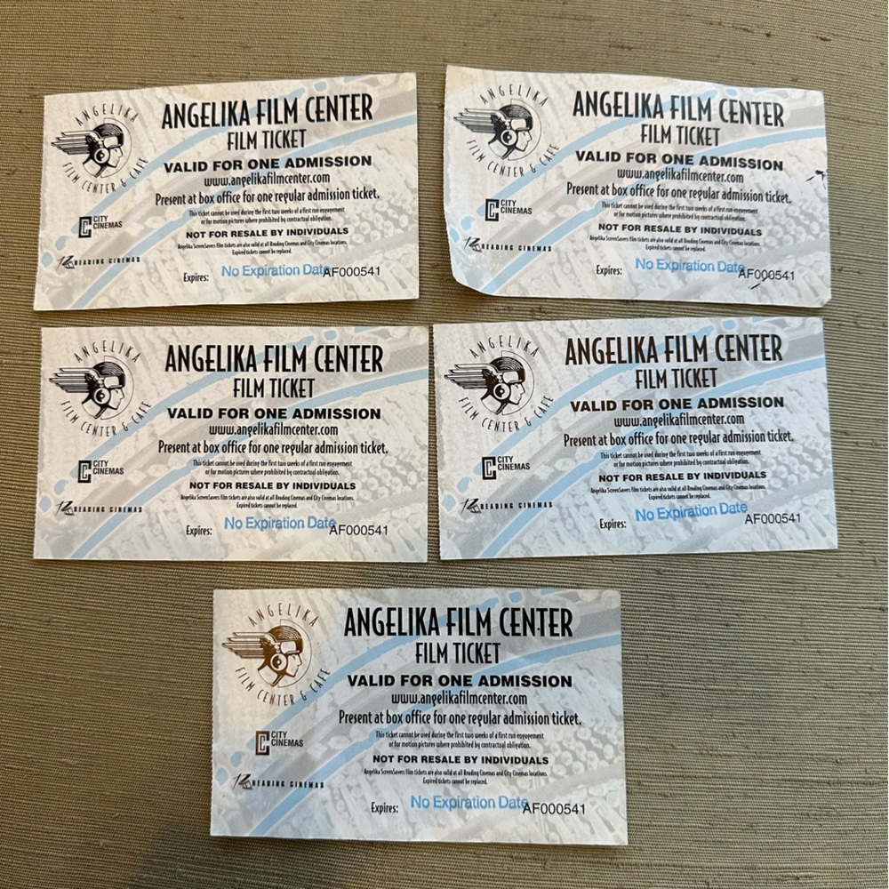 Five Angelika Film Center Theater Movie Ticketss